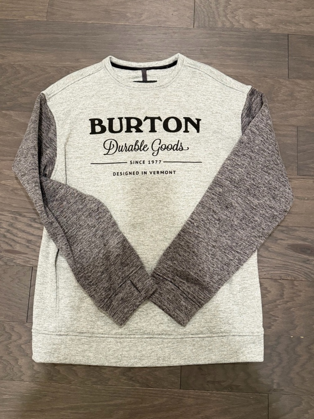 Burton Crewneck Sweatshirt in Light Gray with Dark Gray Sleeves